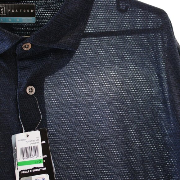 NWT PGA Tour Golf Shirt Men's Large Button Collar Mesh Fabric Short Sleeve CA340 - Picture 9 of 10